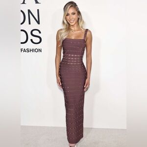 ISO Herve Leger Lillian Gown in Chestnut